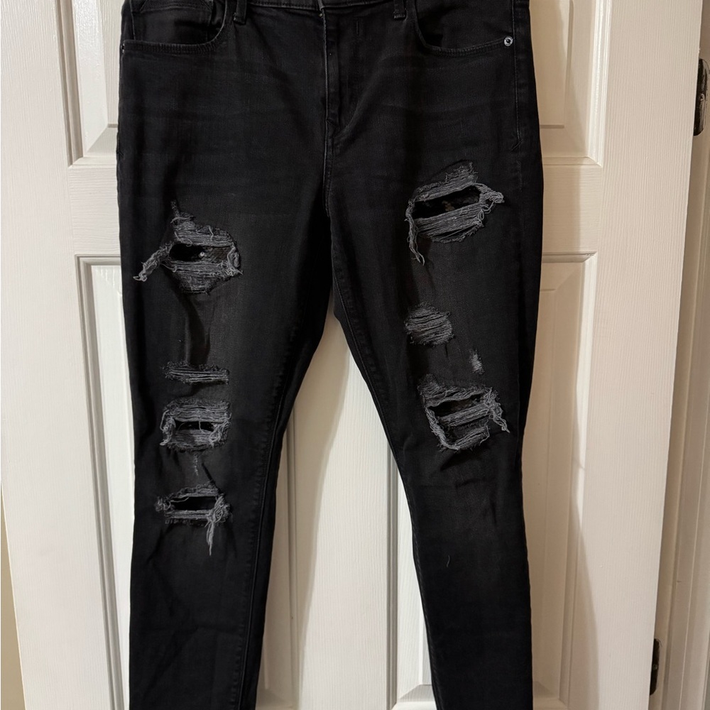 Express Black Skinny Distressed Jeans